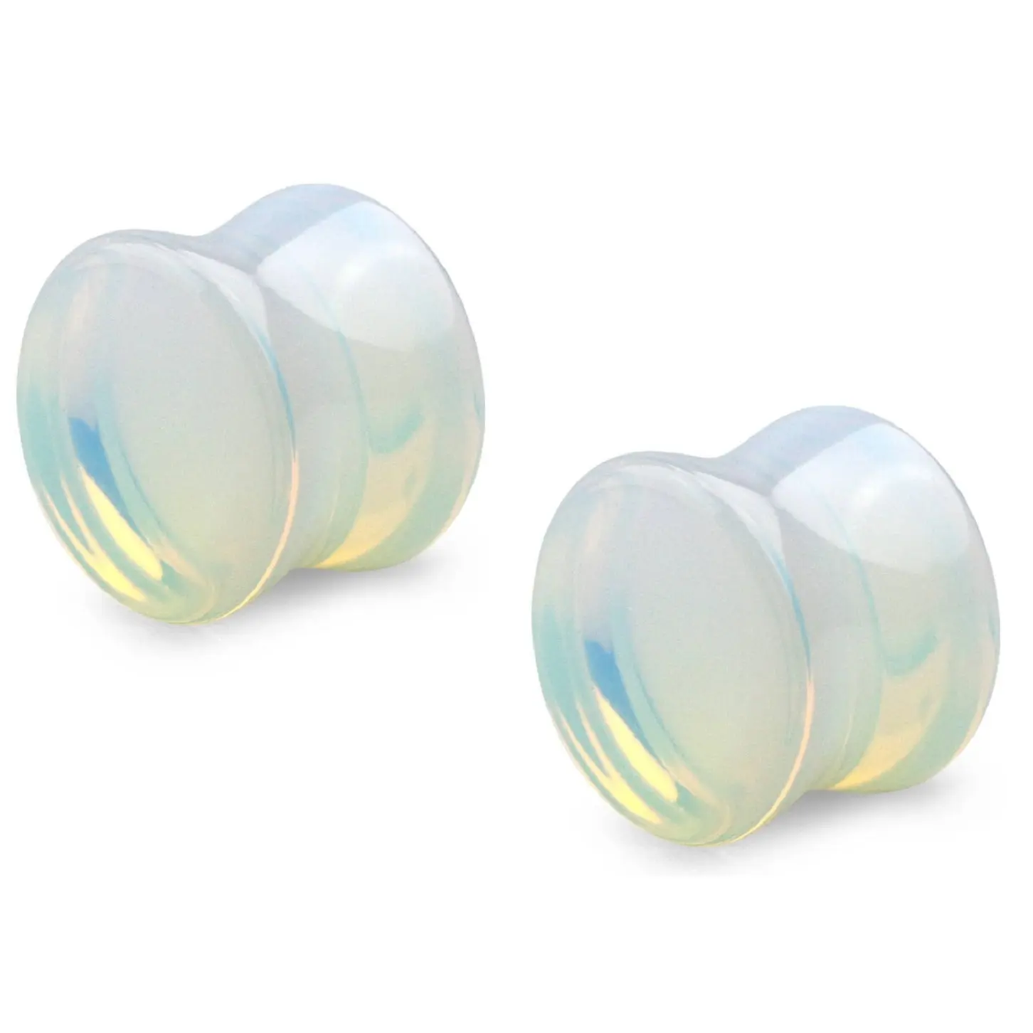 Natural Moonstone Double Flared Plugs - Pair