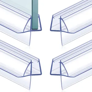 4 Pcs Shower Door Bottom Seal 1/2" x 36' Clear PVC Glass Door Sweep Frameless Shower Seal Strip Replacement for Stopping Leaks and Creating Water Barrier