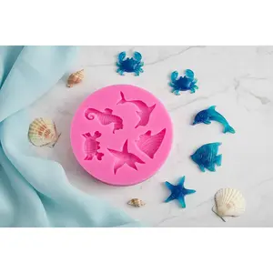 Ocean Sea Life Silicone Mold - Starfish, Shells, Dolphins & Crabs