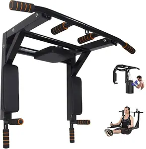 BDL Wall Mounted Pull up Bar Chin up Bar Multifunctional Dip Station for Indoor