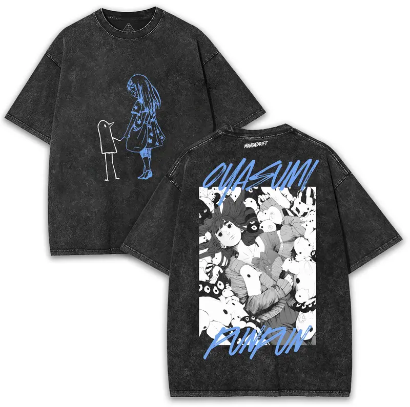 Oyasumi Punpun Manga Shirt – Punpun, Aiko & Surreal Penguin Crowd Back | A Beautiful Mess in Black & White