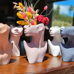 Side Silhouette Concrete Flower Vase