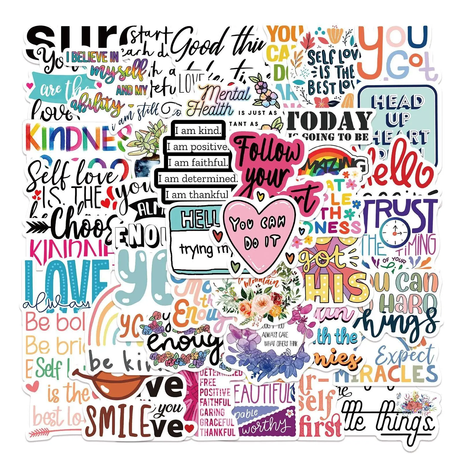 50Pcs Slogan Sticker, Motivational Graffiti Sticker for Suitcases Mobile Cases Laptop, Halloween