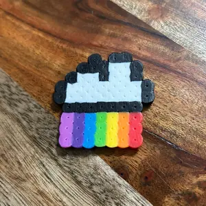 Mini Rainbow Keychain or magnet Made from Perler beads