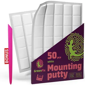 50PCs White Mounting Putty Removable Non Marking Sticky Tack for Wall Hanging Picture Frames Posters Crafts Tacky Putty Mounting Squares Wall Sticky Tac Adhesive
