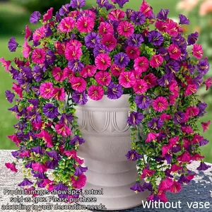 2pcs Artificial Hanging Vines, Artificial Hanging Flowers, Artificial Hanging Plants, Eucalyptus & Petunias, Realistic Faux Decorative Greenery Garlands for Wall Decor, Indoor/outdoor Use, Spring Summer Decor