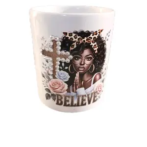 Bling Coffee Mugs - Ceramic Drinkware with "BELIEVE" Design and Unique Patterns Reuse Washable