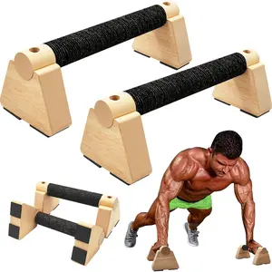 Parallel Bar Push-Up Rack, Oak Material, Home Fitness Equipment, Non-Slip Base, Includes Inversion Trainer and Push-Up Handle, Ideal for Floor Exercises and Strength Training