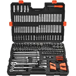 VEVOR Socket Set, 76 Pieces, 3/8 inch Drive Socket and Ratchet Set, SAE and Metric, Deep and Shallow, Mechanic Tool Kit with Accessories and Storage Case, CR-V Alloy Steel, for Automotive RepairVEVOR Super Brand Day