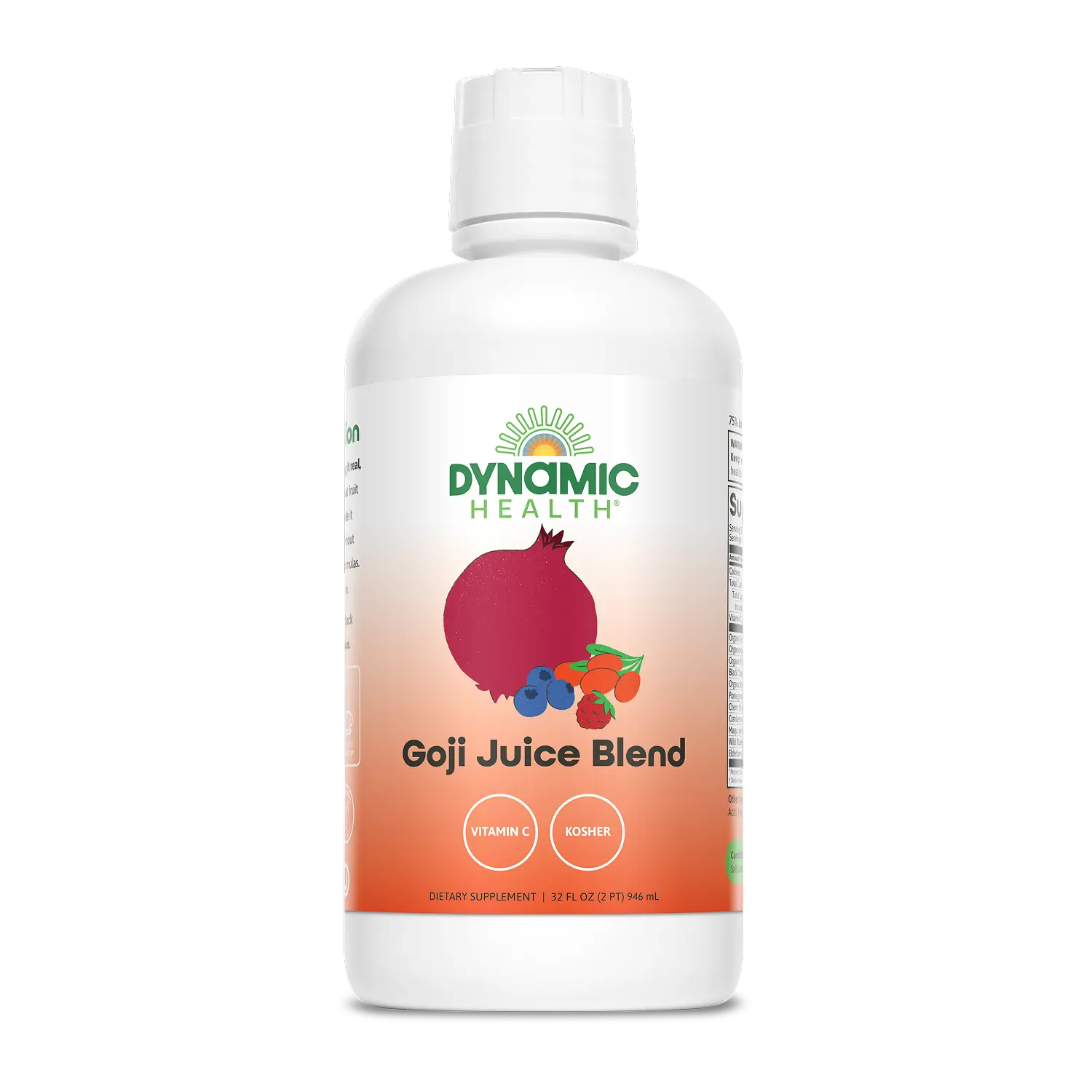 Dynamic Health Edible Goji Juice Blend - Ready-to-Drink Superfood Juice, Antioxidant Beverage, Vitamin C-Infused Vitamins, Gluten-Free Immune Support Kosher Dietary Supplement for Adults, 32 fl oz