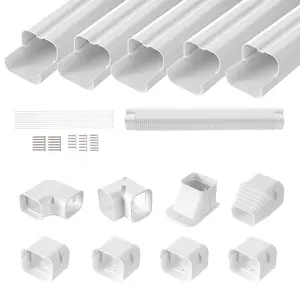 Mini Split Line Set Cover, 3-Inch Wide, 10-Foot Long PVC Decorative Pipe Line Cover for Air Conditioner with 5 Straight Ducts, Full Components, Easy to Install, Paintable White for Heat Pumps