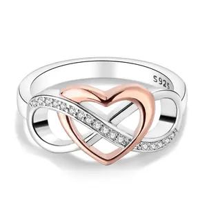Heart Ring, Elagent Ring with Cubic Zircon Bowknot and Heart Design, Perfect Gift for Women, Mother's Day Gift
