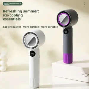 Portable Handheld Ice Cooling Fan, 199 Speeds, USB Rechargeable, Silent Mini Fan with LED Display, Makeup Mirror, Travel, Office, Camping