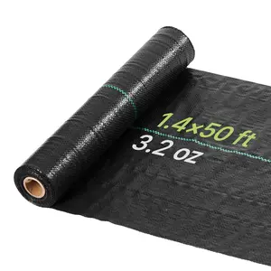 VEVOR Weed Barrier Fabric Heavy Duty, 1.4x50FT 3.2oz Landscape Fabric, Woven Weed Blocker Fabrics, Garden Fabrics Weeds Barrier, Weeds Control Ground Cover, Geotextile Webbing, Gardening Mat, Black