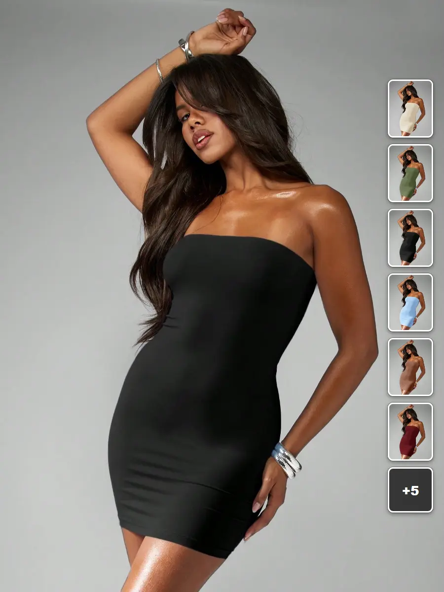 FLASH Bodycon Mini Dress Strapless Bandeau Stretchy Clubwear Night Out Party