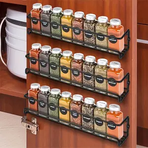 4pcs Spice Jar Storage Rack, Wall-Mounted Kitchen Metal Organizer, Durable and Easy to Clean, Ideal for Labeled Jars, Kitchen Storage Solutions