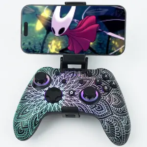 2026 Universal Wireless&Wired Gaming Controller for Ios iPhone/Android/Switch/PC/ TV/Tesla/Steam, Bluetooth Wired Programmable Game Gamepad with Phone Clip,RGB Lighting Hall Effect/Turbo/Vibration,with C-A Adapter, Phone Holder+ 25mm Cable devices