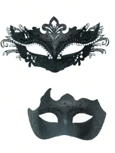 Couple Mask - Shiny metal wire rispberry rhinestone Venetian Mask Men's Carnival Mask (the masks are hand-painted, and the lines may be errors, but they do not affect the use)