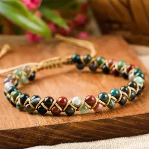 GADASLUY Multicolor Indian Agate Beaded Bracelet |   Natural Stone Boho Jewelry |   Empowering Women'S Charm & Nature Love |   Perfect Gift for Friends & Family