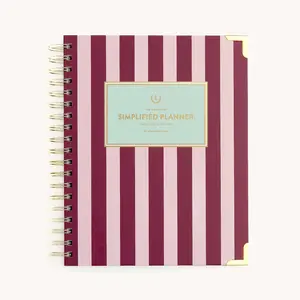 2026-2027 Spiral Weekly Simplified Planner - Berry Stripe