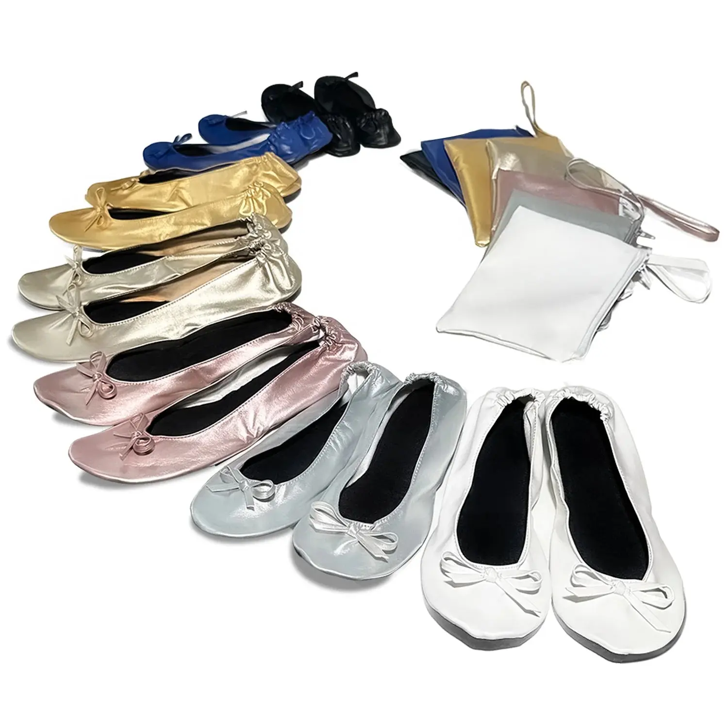 Flats & Ballet — Foldable Roll-Up Ballet Flats, Portable Purse-Size Travel Slippers