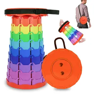 Foldable Telescoping Stool Portable Upgraded Thickened Foldable Stool Collapsible Folding Seats with Load Capacity 485lbs for Garden Fishing Camping Party Hiking BBQ Outdoor Activities