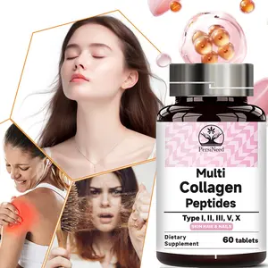 Multi-Effect Collagen Tablets - 2000 mg Complex Collagen (Types I/II/III/V/X) - Contains hydrolyzed bovine collagen, fish collagen, chicken broth collagen and eggshell membrane collagen.