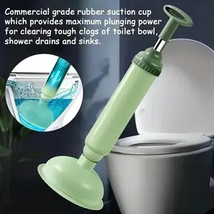 Powerful Plunger Toilet Unclogger, Flexible High-Pressure Vacuum Suction, Manual Drain Cleaner, Durable Plastic Pipe Cleaning Tool