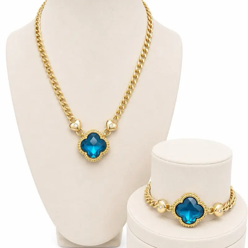 Blue Flower Pointed Heart Set