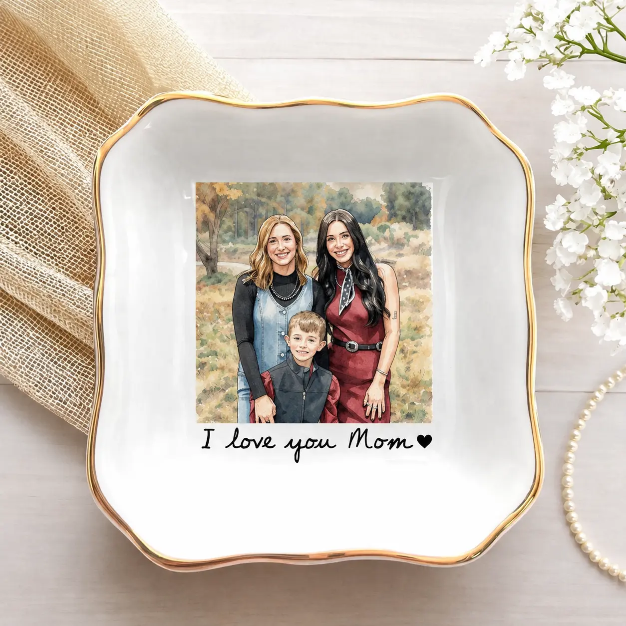 Personalised Bestie Photo Trinket Dish, Custom Jewelry Ring Dish, Bridesmaid Proposal, Ceramic Trinket Tray for Best Friend, Wedding Gift, Boyfriend Birthday ift