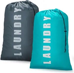 2 Pack XL Travel Laundry Bag - Machine Washable Organizer with Drawstring, Large Enough to Hold 4 Loads of Laundry, 24" x 36" Dimensions