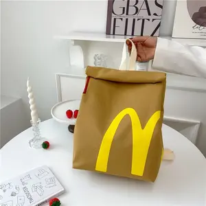McDonald's bag，cute backpack, vintage women's bag,Durable School Bag With Unique Design， Student Schoolbag Canvas Backpack Women's Shoulder Bag Cute Messenger Bag Shopper Bag，
