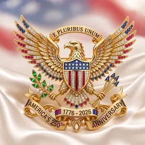 September Laurel  US 250th Anniversary Brooch Pin, USA 250th Anniversary Metal Lapel Pin, Patriotic Eagle Rhinestone Lapel Pin, Independence Day Souvenir Gift