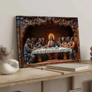 Last Supper Poster Canvas Print, Modern Art Wall Decor, High-Quality Waterproof Painting, Ideal Gift for Home Office Decoration, Wooden Wall Art