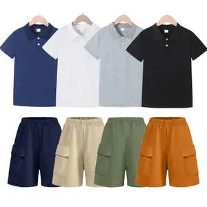 7-15T 4-Piece Set Blank Basic Style Polo T-shirt/Overalls/Pleated Skirt/Shorts Teen Boys Girls School Uniform Tops Cute School Tops Summer clean solid color shirt back to school outfit 42503001