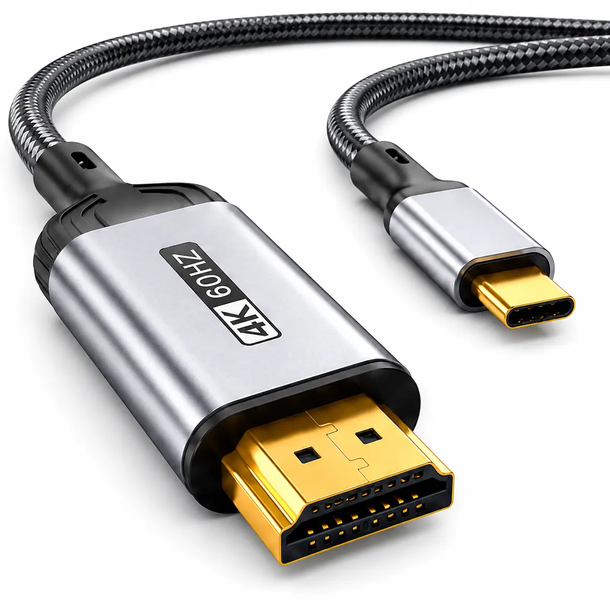 AISONK USB C to HDMI 2.0 Cable - 4K@60Hz HDR, 6.6FT Durable Braided Alloy Cable, Gold-Plated Plug, Thunderbolt 3/4/5 Compatible, for iPhone 15/16 Series, USB Type C to HDMI Screen Adapter