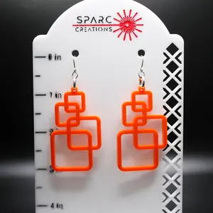 Groovy Squares Orange Opaque Earrings
