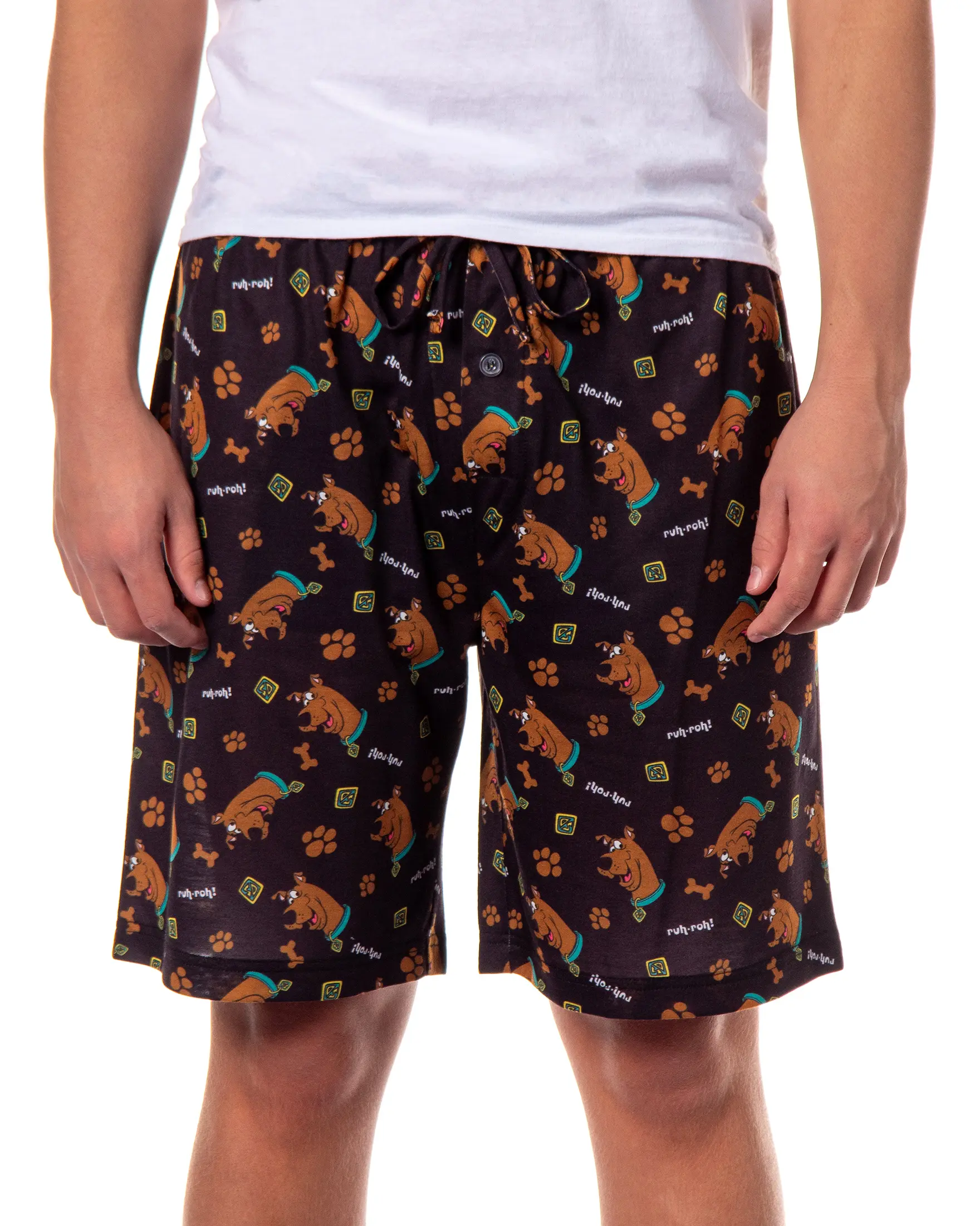 PJammy Scooby-Doo Men's Lounge Pajama Shorts, Playful All-Over Print, Breathable Relaxed Fit with Pockets and Elastic Waistband, Allover Print Men's Pajamas Bottoms, Side Pockets, Tossed