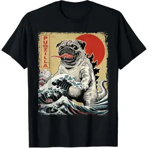 100% Cotton Pug Shirt Funny Pug Owner Pugzilla Dog Lovers Funny T-Shirt for Men Women