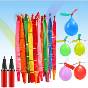 Rocket Balloons with 2 Pumps 100pcs Whistling Rockets + 5 Helicopter Balloon Toys, Screaming Air Rocket Set for Kids, Games and