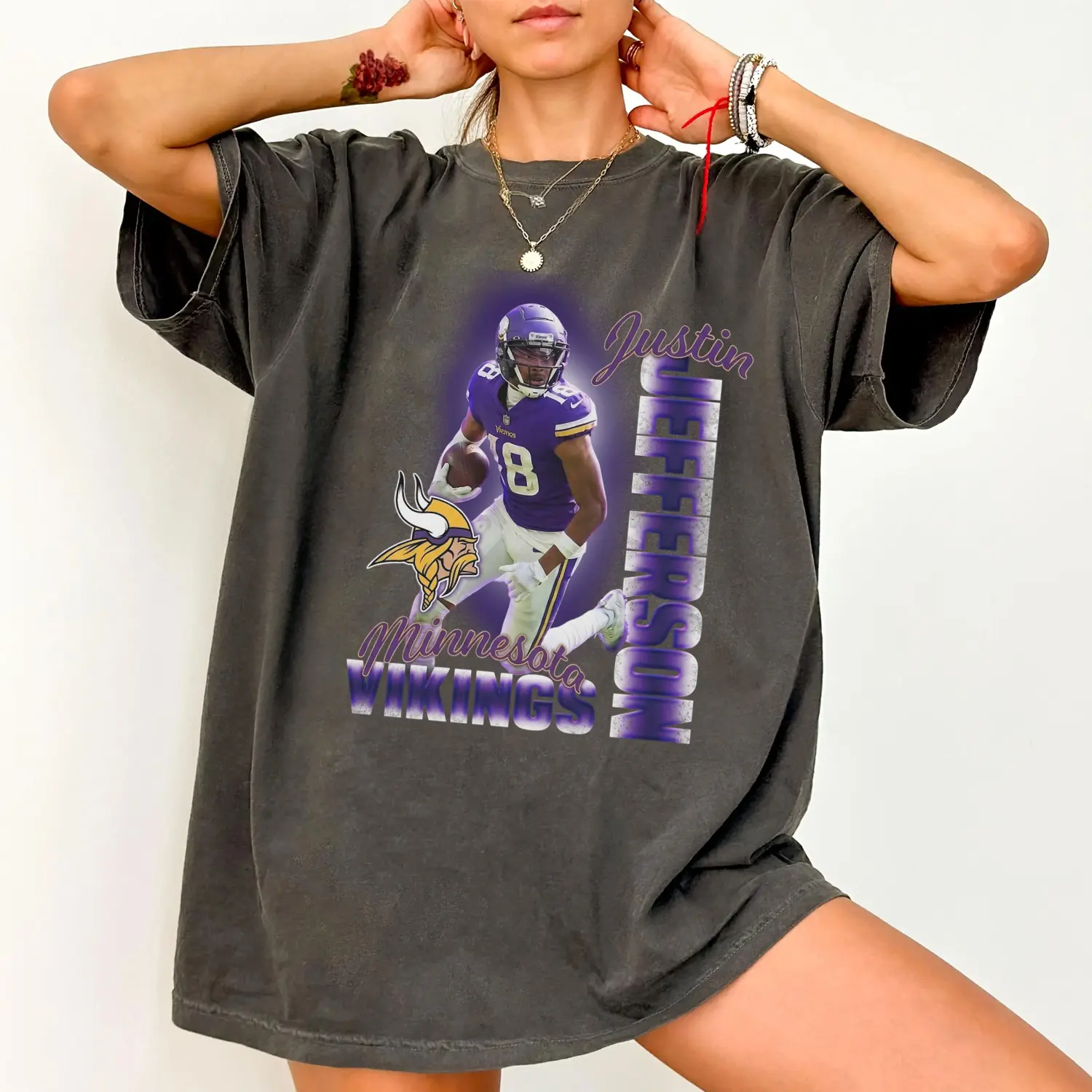 Vintage Justin Jefferson Minnesota Football T-Shirt, Retro Football Game Day Graphic Tee, Unisex Football Gift