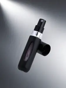 3pcs 5ml Black Portable Mini Refillable Perfume Atomizer Spray Bottle | Pocket Sized Leakproof Liquid Fragrance Pump Case | Travel Friendly Under-Fill Odor Cologne Dispenser for Women & Men | Essential Everyday Gift