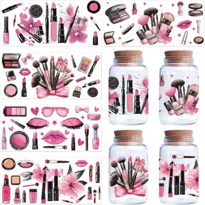 5Pcs 5Styles UV DTF Cup Wrap Transfer Stickers for Glass Cup Transfer Stickers Cup Rub on Transfers Decals Women's Cosmetics Waterproof Decorative Decals for Glass Cups Water Bottle 9x4Inch