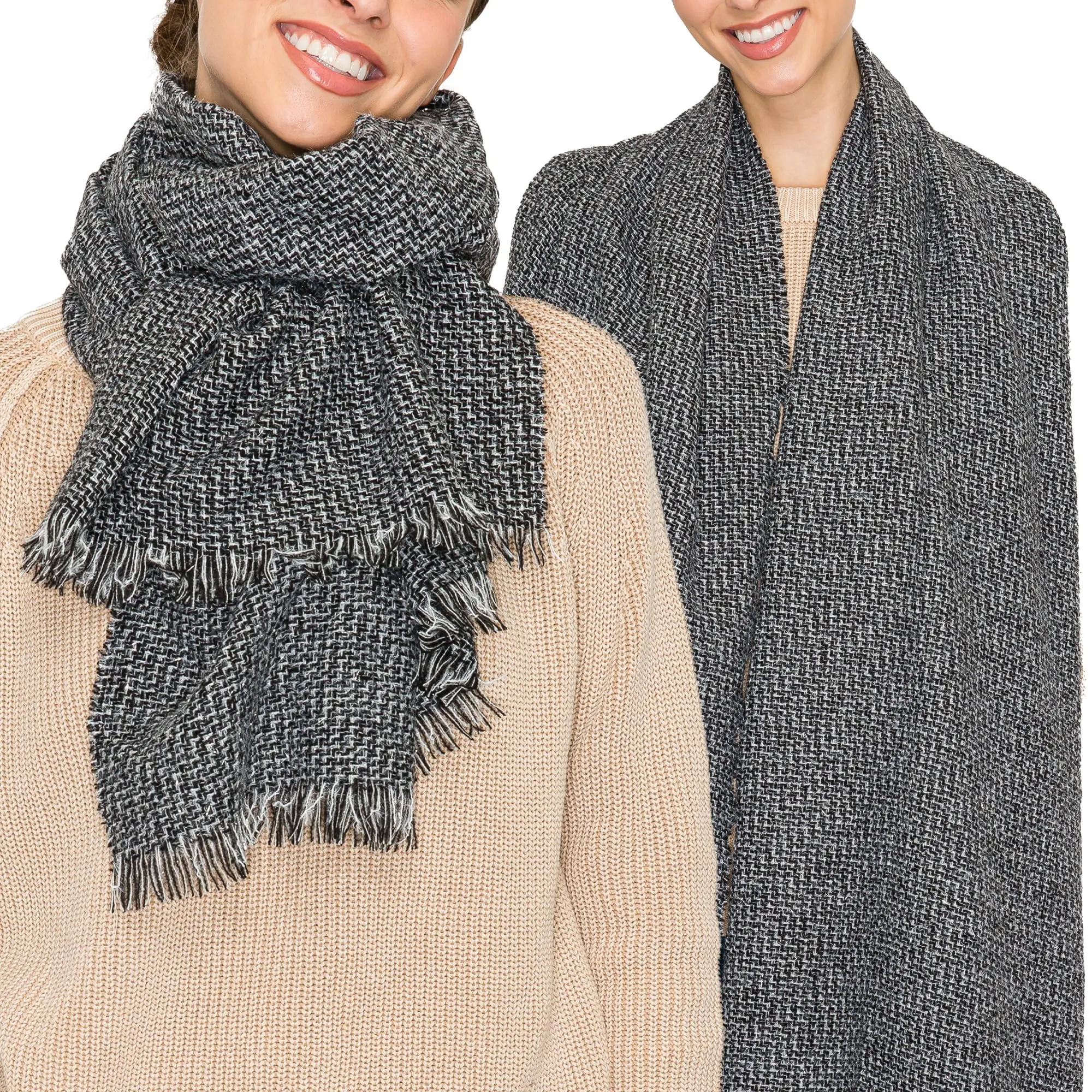 BASICO Black Fall & Winter Scarf for Women | Warm Scarves, Wraps, Blanket Scarf, Fall Accessories for Versatile Styling