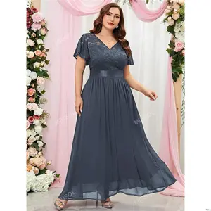 Dress Party Formal Chiffon Lace Plus MIUSOL Contrast Floral Butterfly Sleeve Evening