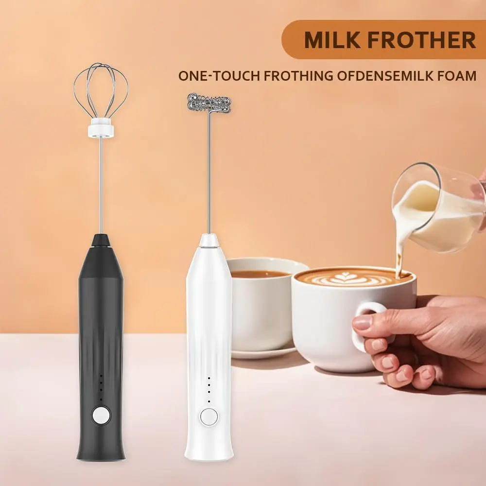 Kitchen Appliances Electric Rechargeable Milk Blender Whisk Frother, Mini Portable Blender Milk Frother with 3 Speeds, Two Stainless Steel Blender Sti