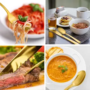 Pleafind 48-Pieces Gold Silverware Sets for 8, Flatware Set with Steak Knives, Stainless Steel Cutlery Set, Include Forks Spoons and Knives Set, Dishwasher Safe Utensil Sets for Home Restaurant