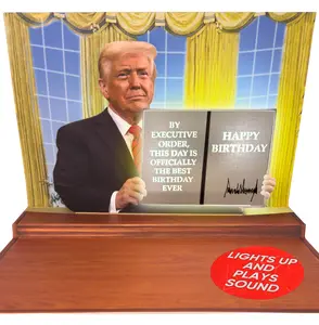 Talking Donald Pop Up Happy Birthday Card - Fun Novelty Gift with Light & Sound Features, Hear a Greeting in Trump's Real Voice - Political Gag Gift Birthday Card for Men & Women