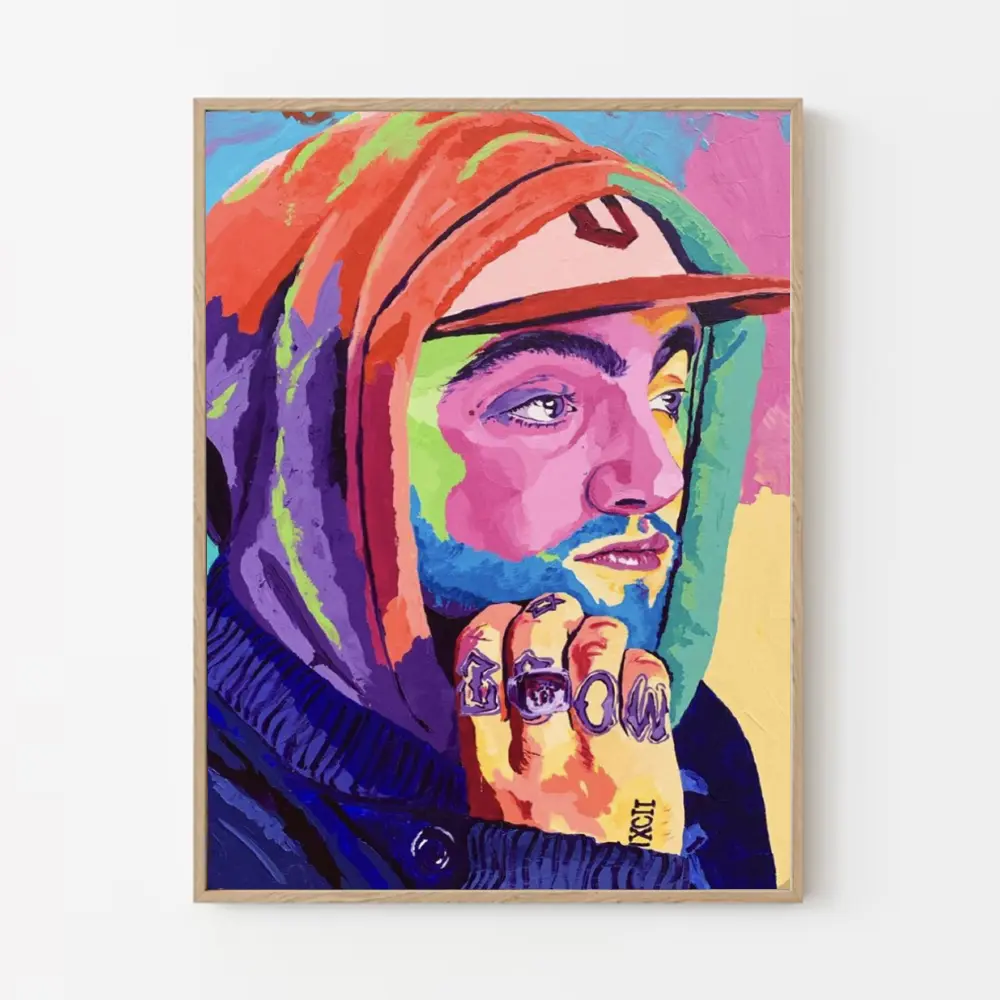 Mac Miller Art Poster – Colorful Pop Style Rap Wall Decor Print, Wall Art, Rap Music Decoration Items Artistic