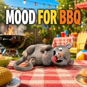 Hodao 2026 Summer Vibe Funny Middle Finger Sassy Opossum Resin Animal Sculpture - Creative Desktop Ornament, Decorative Piece, 4th of July Figurine, Father's Day Gift